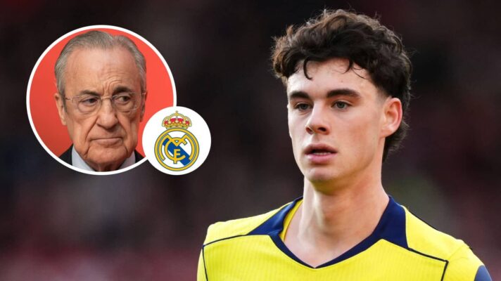 Tottenham star Archie Gray and Real Madrid president Florentino Perez