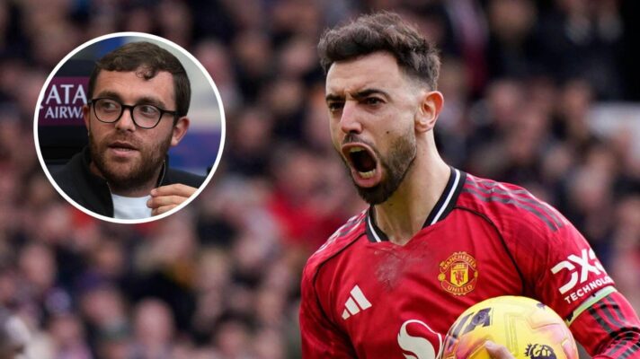 Manchester United captain Bruno Fernandes and, inset, journalist Fabrizio Romano