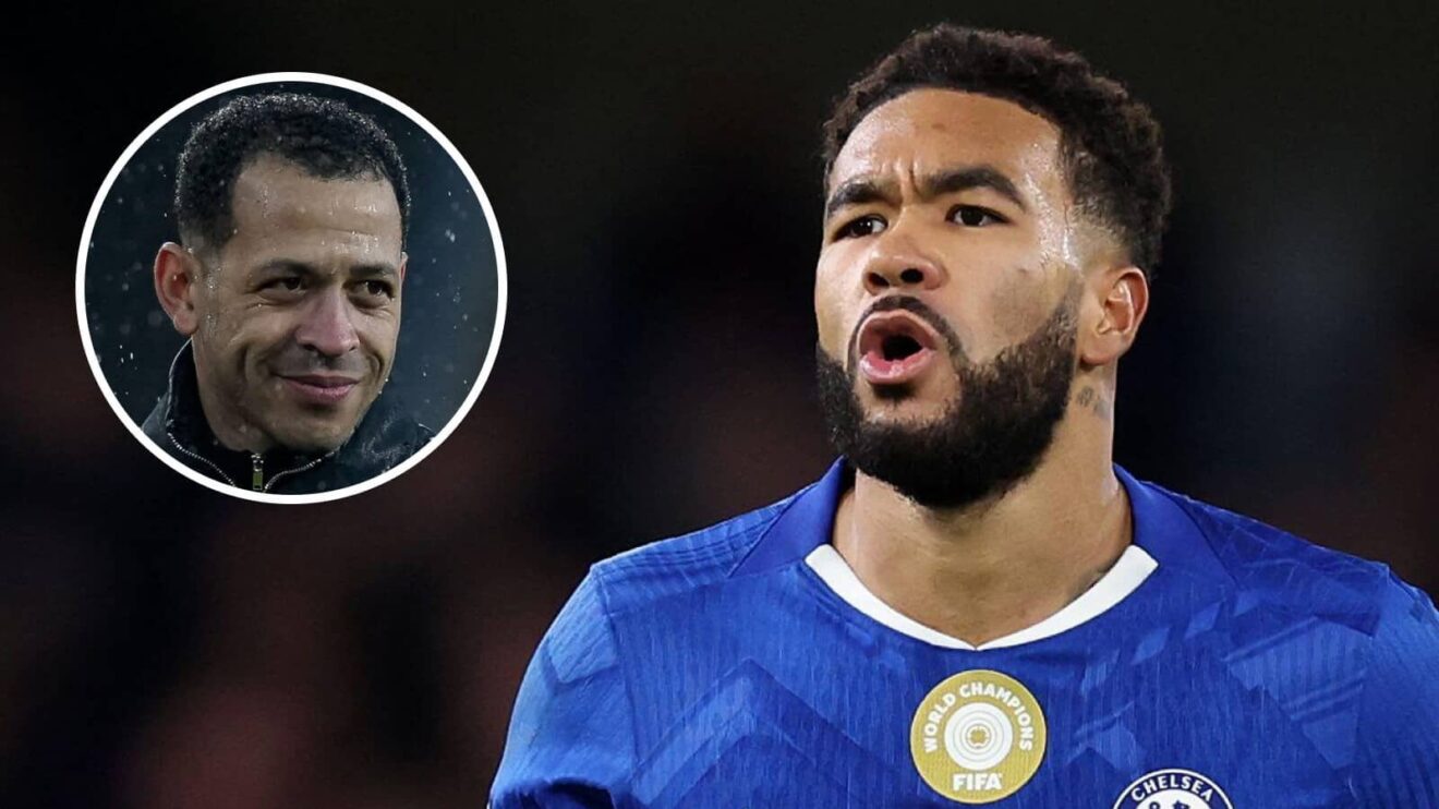 Chelsea star Reece James with manager Liam Rosenior