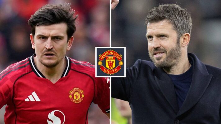 Manchester United star Harry Maguire and manager Michael Carrick