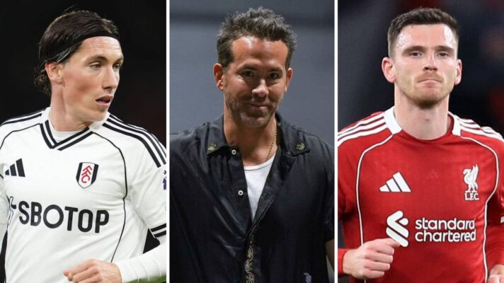 Fulham star Harry Wilson, Wrexham co-owner Ryan Reynolds, and Liverpool's Andy Robertson