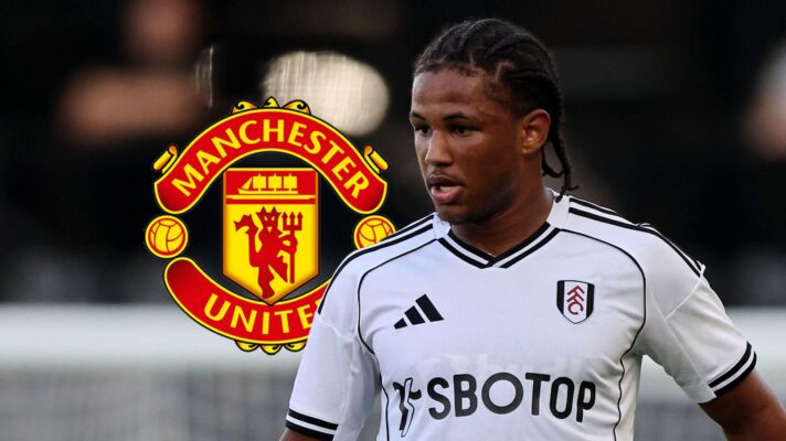 Fulham defender Sam Amissah, Man Utd badge