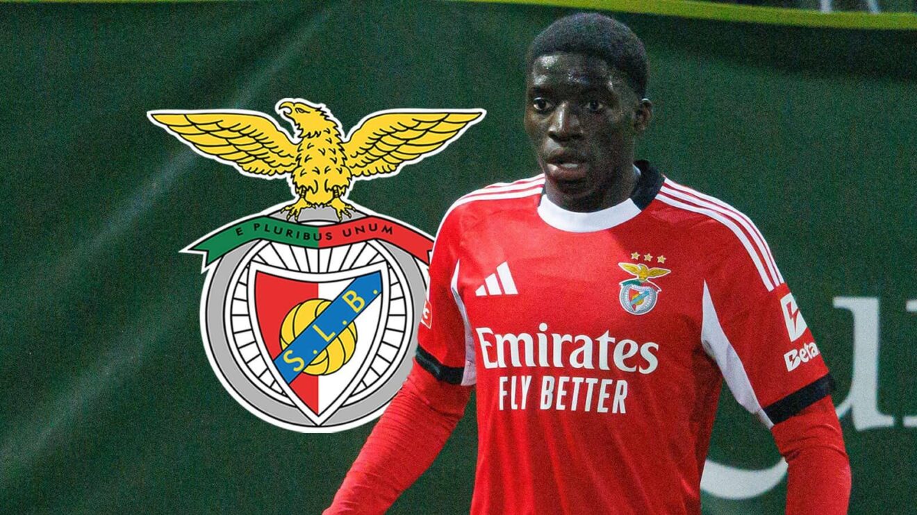 Benfica star Daniel Banjaqui with club badge