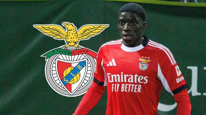 Benfica star Daniel Banjaqui with club badge