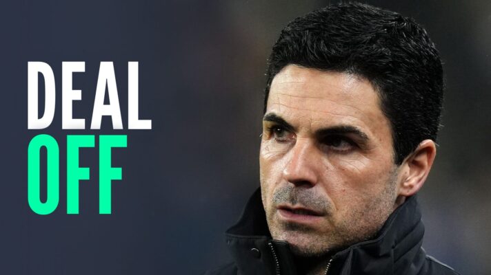 Arsenal manager Mikel Arteta with DEAL OFF text