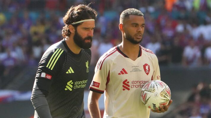 Liverpool goalkeeper Alisson Becker, Cody Gakpo