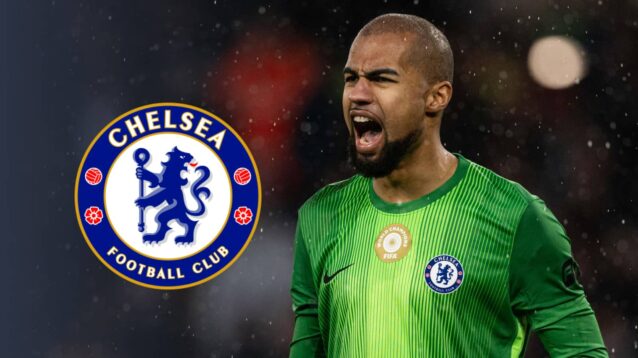 Robert Sanchez with Chelsea badge