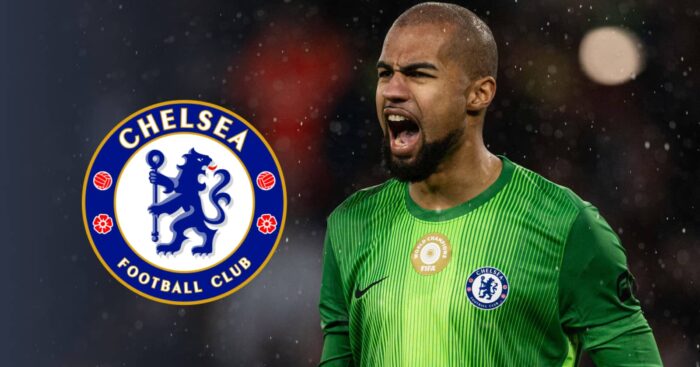 Robert Sanchez with Chelsea badge