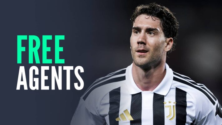 Free agents, with an image of Dusan Vlahovic