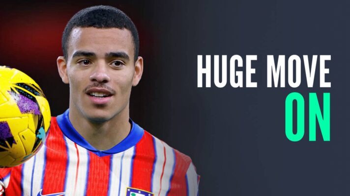 Mason Greenwood with an Atletico Madrid shirt Photoshopped on him and the words 'huge move on'