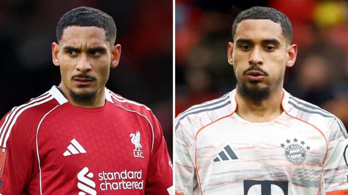 Crystal Palace's Maxence Lacroix with Liverpool and Bayern Munich shirts Photoshopped on to him