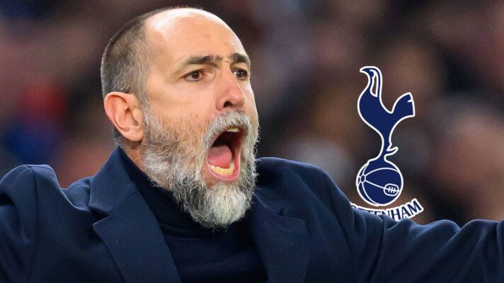 Tottenham Hotspur interim manager Igor Tudor next to the Tottenham Hotspur badge