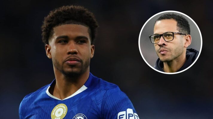 Chelsea star Andrey Santos and manager Liam Rosenior