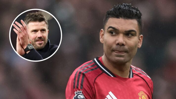 Manchester United star Casemiro and manager Michael Carrick