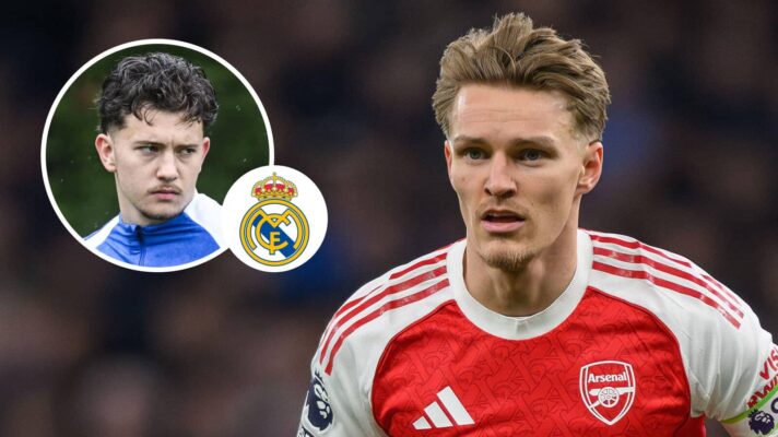 KRC Genk midfielder Konstantinos Karetsas, Real Madrid badge and Arsenal midfielder Martin Odegaard - copyright TEAMtalk