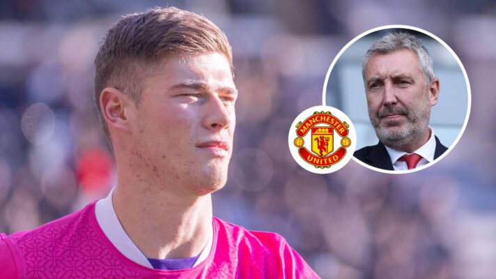 Toulouse defender Charlie Cresswell and, inset, Manchester United director of football Jason Wilcox next to the Manchester United badge