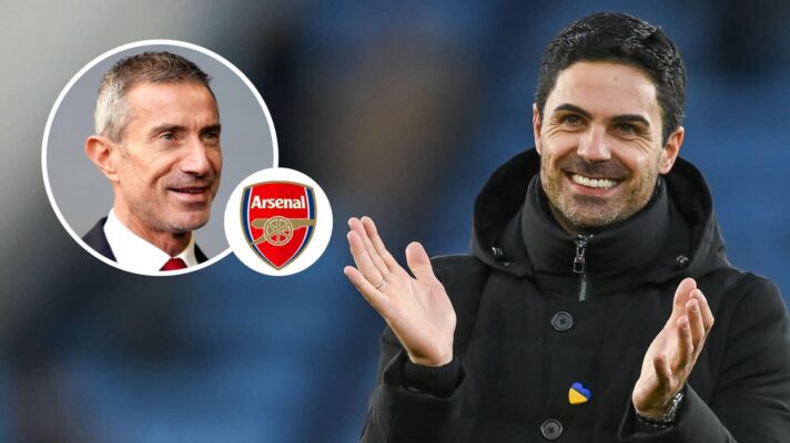 Andrea Berta, Arsenal badge and Mikel Arteta - copyright TEAMtalk