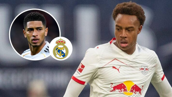 Jude Bellingham, Real Madrid badge and RB Leipzig midfielder Assan Ouedraogo - copyright TEAMtalk