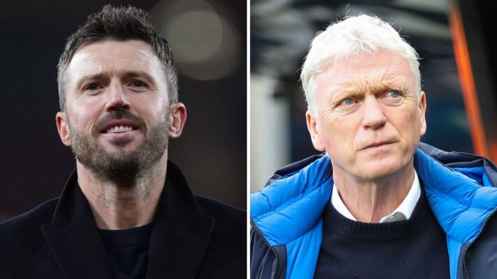 Man Utd interim manager Michael Carrick and Everton boss David Moyes
