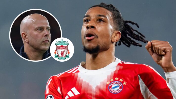 Arne Slot, Liverpool badge and Michael Olise - copyright TEAMtalk