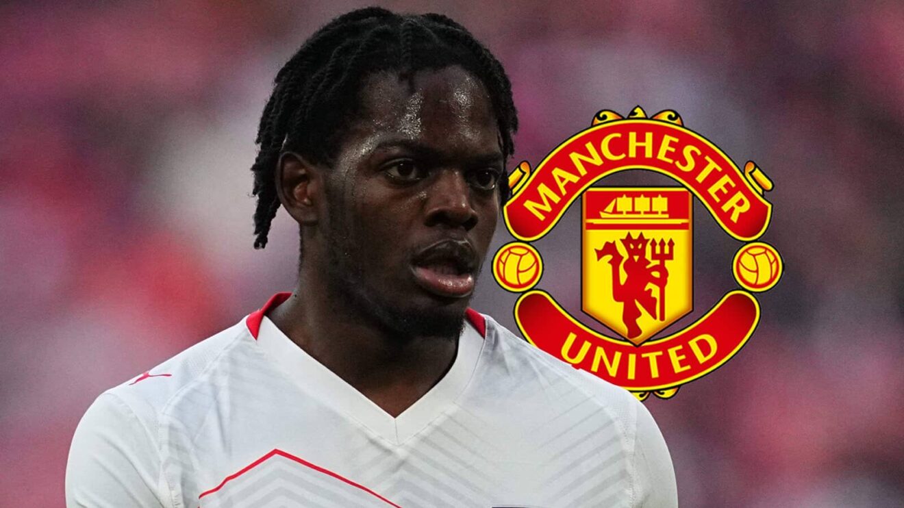 Castello Lukeba RB Leipzig with Man Utd badge