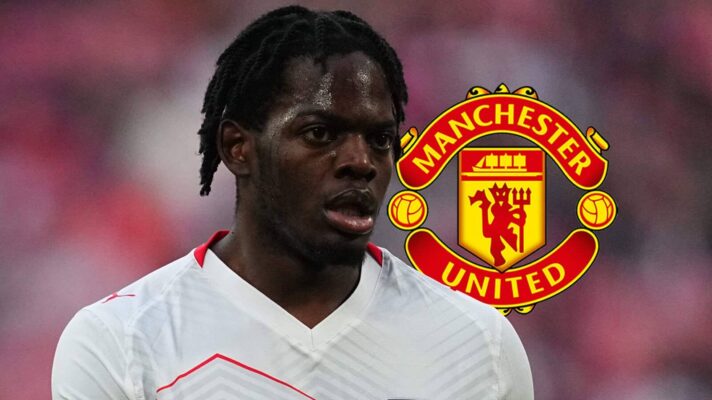 Castello Lukeba RB Leipzig with Man Utd badge