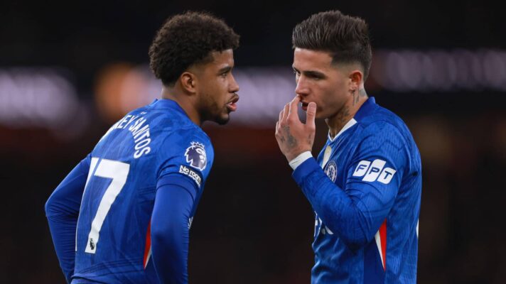 Chelsea midfielders Andrey Santos and Enzo Fernandez