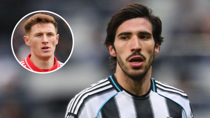 Newcastle midfielder Sandro Tonali and Nottingham Forest midfielder Elliot Anderson