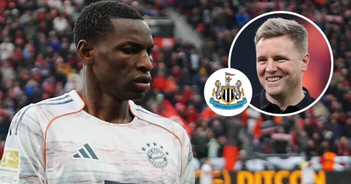 Nicolas Jackson, Eddie Howe with Newcastle badge