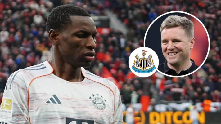 Nicolas Jackson, Eddie Howe with Newcastle badge