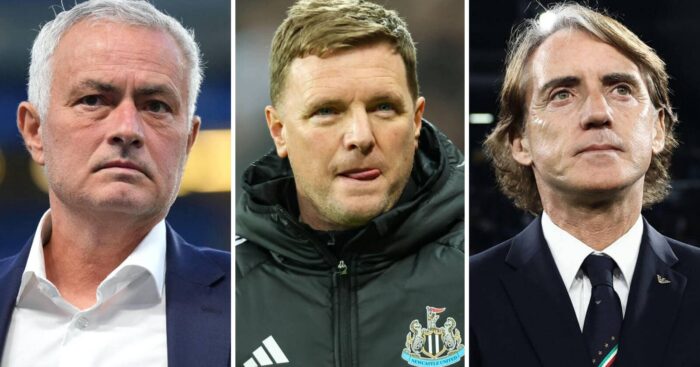 Jose Mourinho, Eddie Howe and Roberto Mancini