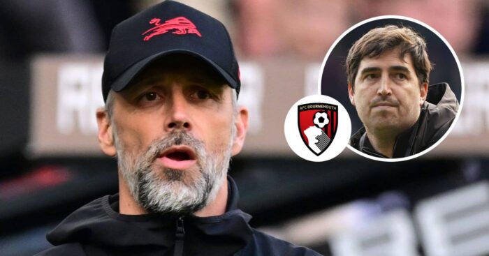 Marco Rose, Bournemouth badge and Andoni Iraola - copyright TEAMtalk