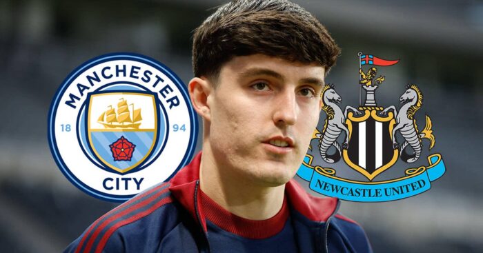 Manchester City badge, Tino Livramento and Newcastle United badge - copyright TEAMtalk