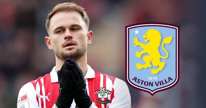 Southampton's Leo Scienza with Aston Villa badge