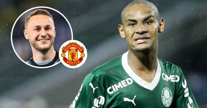 Juventus midfielder Teun Koopmeiners, Manchester United badge and Palmeiras wonderkid Eduardo Conceicao - copyright TEAMtalk