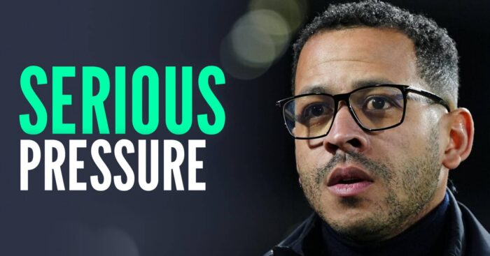 Chelsea manager Liam Rosenior, with caption: Serious pressure