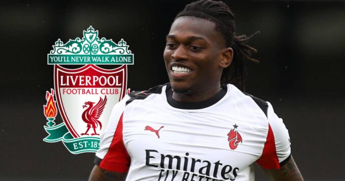 Liverpool badge and AC Milan star Rafael Leao - copyright TEAMtalk