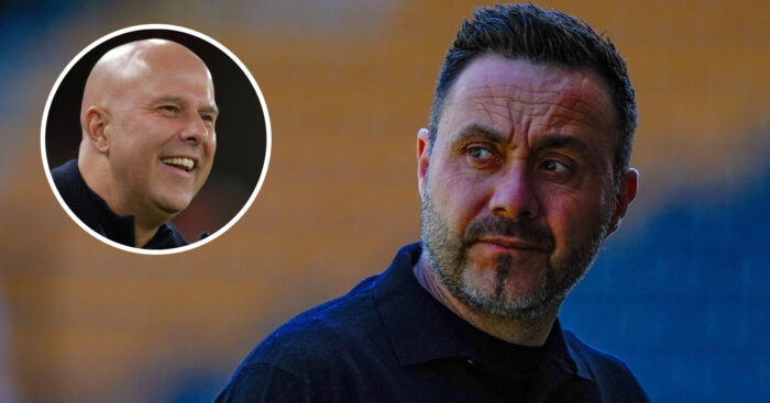 Tottenham manager Roberto De Zerbi, Liverpool boss Arne Slot