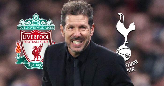 Atletico Madrid manager Diego Simeone, Liverpool, Tottenham badges
