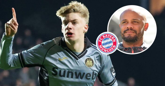 Nathan De Cat, Vincent Kompany with Bayern badge