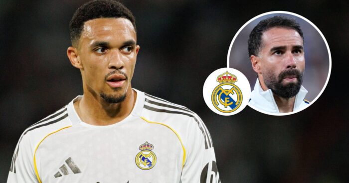 Trent Alexander-Arnold, Real Madrid badge and Dani Carvajal - copyright TEAMtalk