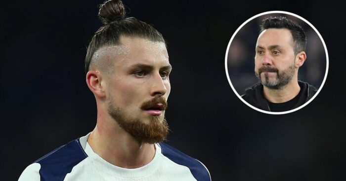 Tottenham star Radu Dragusin and manager Roberto de Zerbi