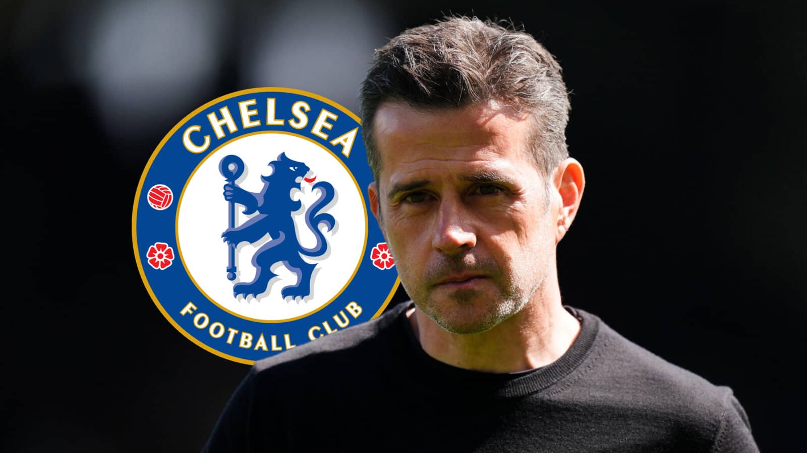 Fulham manager Marco Silva, with a Chelsea badge