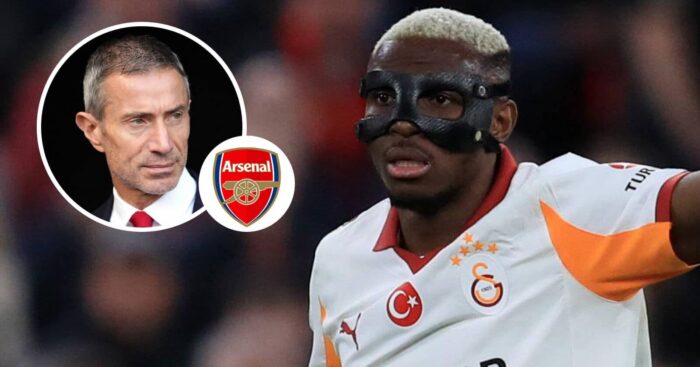 Andrea Berta, Arsenal badge and Galatasaray striker Victor Osimhen - copyright TEAMtalk