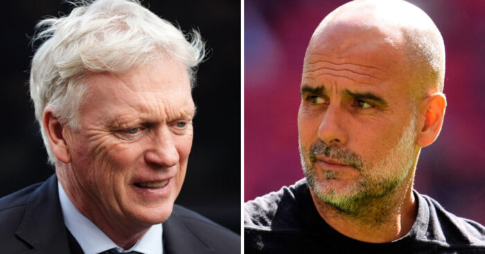 Everton manager David Moyes and Man City boss Pep Guardiola