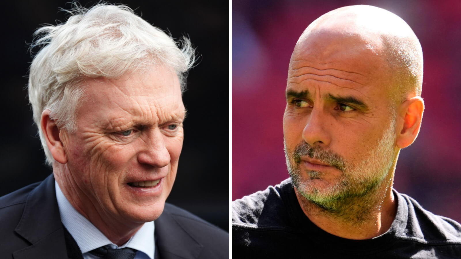 Everton manager David Moyes and Man City boss Pep Guardiola
