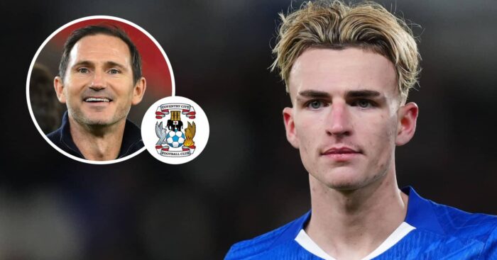Chelsea youngster Jesse Derry is wanted by Frank Lampard, inset, seen here next to the Coventry City badge