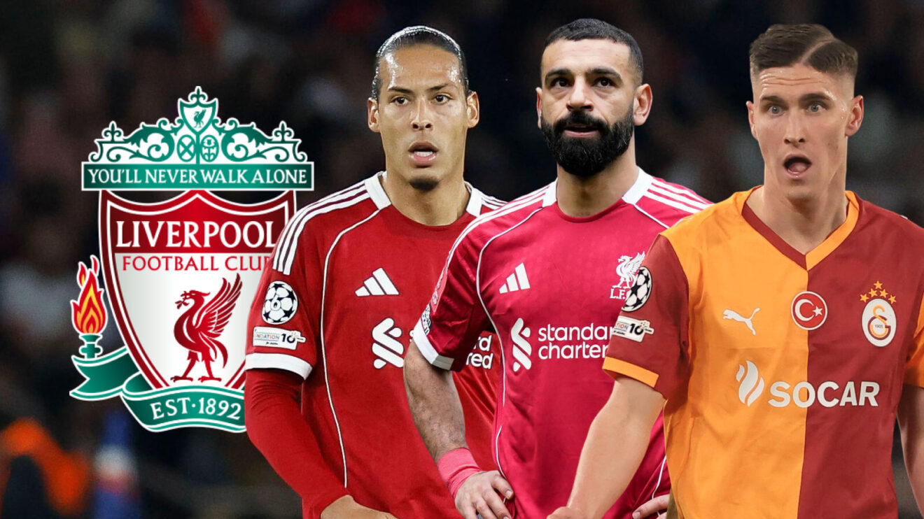 Liverpool duo Mohamed Salah and Virgil van Dijk with Rolland Sallai