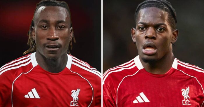 RB Leipzig pair Yan Diomande and Castello Lukeba both with Liverpool shirts Photoshopped on them amid summer transfer links