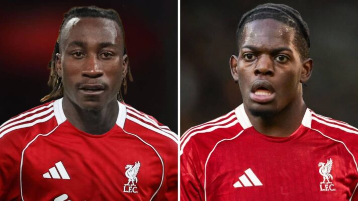 RB Leipzig pair Yan Diomande and Castello Lukeba both with Liverpool shirts Photoshopped on them amid summer transfer links